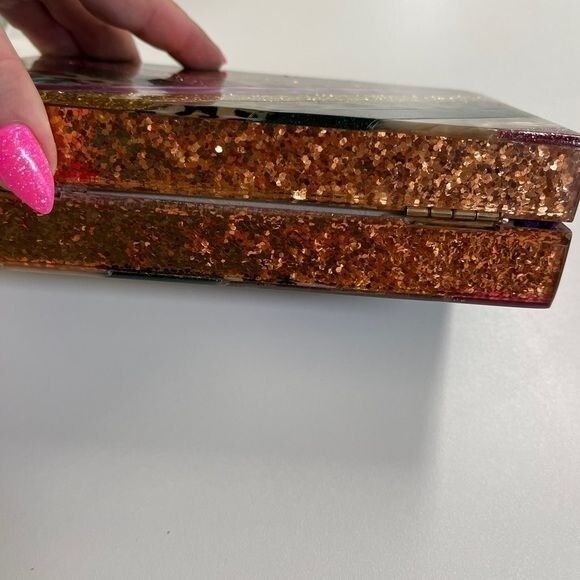 NIB Elizabeth Sutton Collection Cheetah Clutch Acrylic Purse Glitter Multi Color - Picture 8 of 12